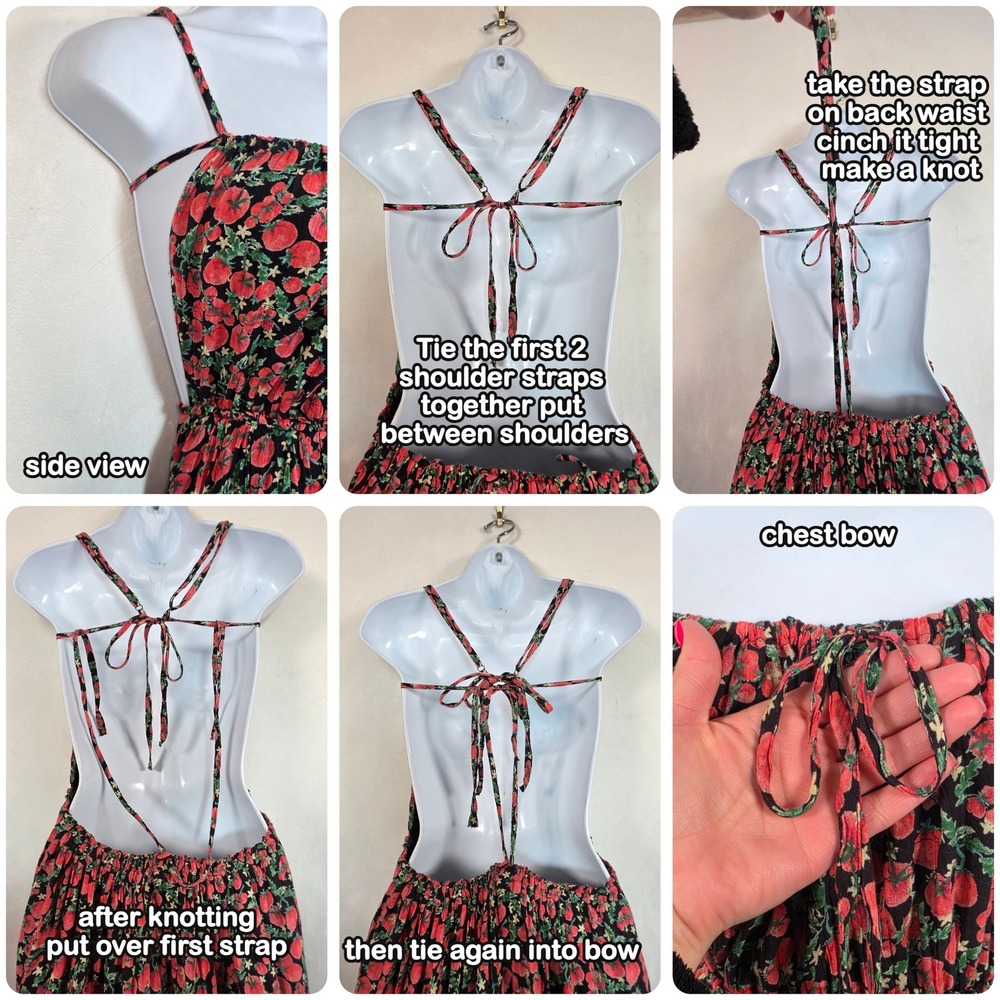 Free People Taking Sides Mini Dress Women's L Tomato Print Boho Coquette Novelty - Picture 6 of 16